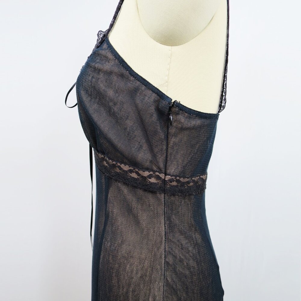 NWT Betsey Johnson Black Illusion Mesh Slip Dress with Floral Embroidery 8 $265 - Picture 3 of 16